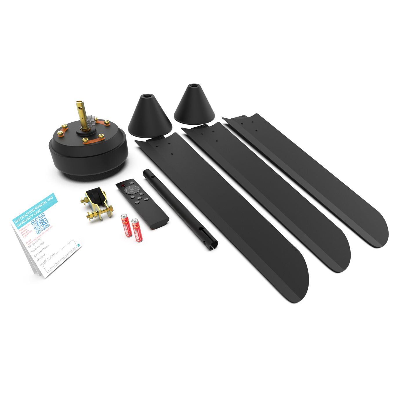 Exploded view of BLDC fan assembly